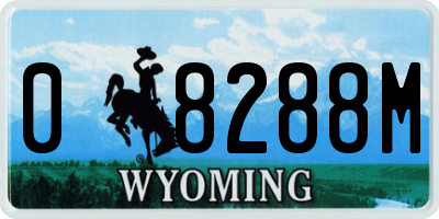 WY license plate 08288M