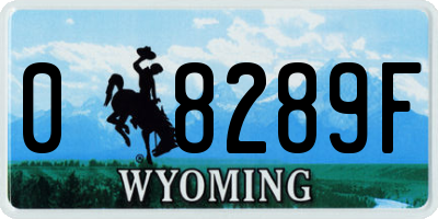WY license plate 08289F