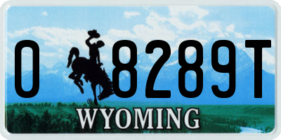 WY license plate 08289T