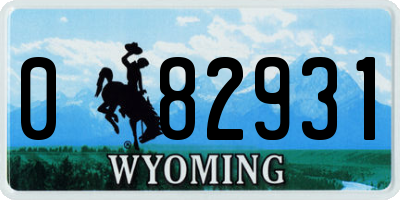 WY license plate 082931