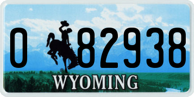 WY license plate 082938
