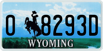 WY license plate 08293D
