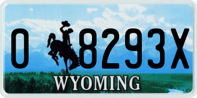 WY license plate 08293X