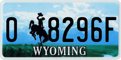 WY license plate 08296F