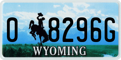 WY license plate 08296G
