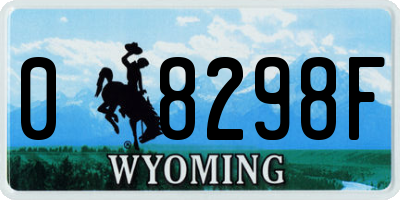 WY license plate 08298F