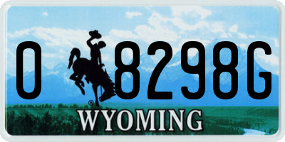 WY license plate 08298G