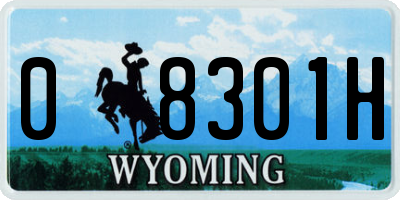 WY license plate 08301H