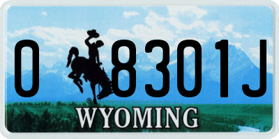 WY license plate 08301J