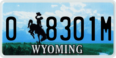 WY license plate 08301M