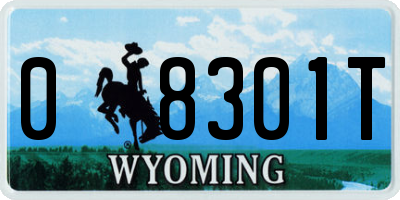 WY license plate 08301T