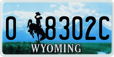 WY license plate 08302C
