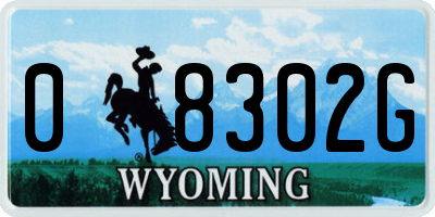 WY license plate 08302G