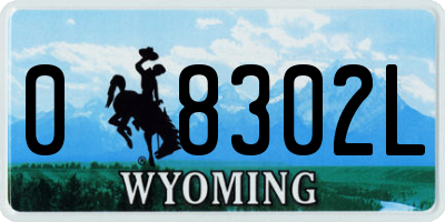WY license plate 08302L