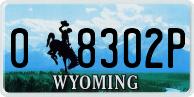 WY license plate 08302P