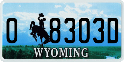WY license plate 08303D