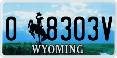 WY license plate 08303V