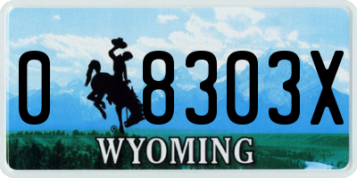 WY license plate 08303X