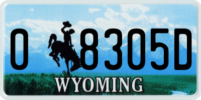 WY license plate 08305D