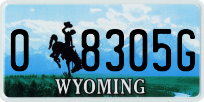 WY license plate 08305G