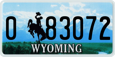 WY license plate 083072