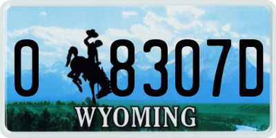 WY license plate 08307D