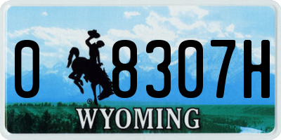 WY license plate 08307H