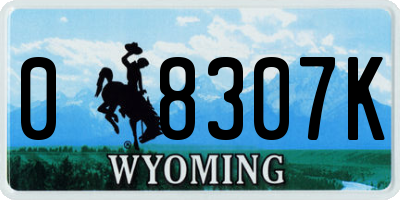 WY license plate 08307K