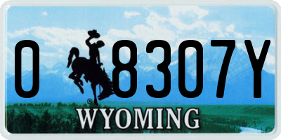 WY license plate 08307Y