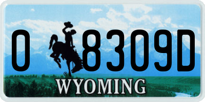 WY license plate 08309D
