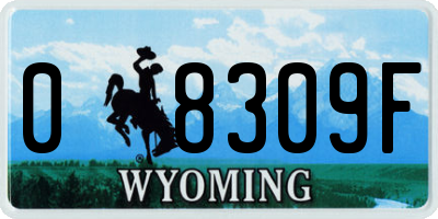 WY license plate 08309F