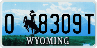 WY license plate 08309T
