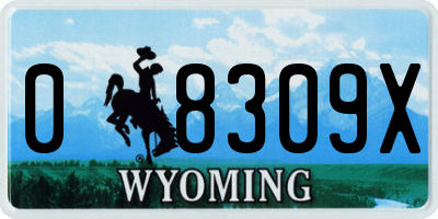 WY license plate 08309X
