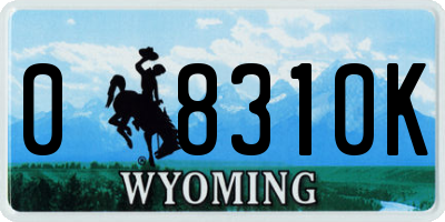 WY license plate 08310K