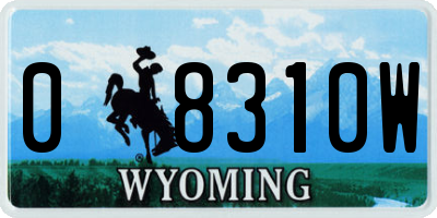 WY license plate 08310W