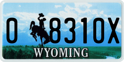 WY license plate 08310X