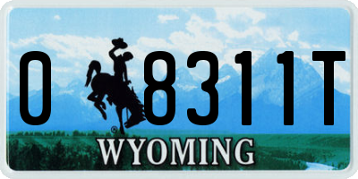 WY license plate 08311T