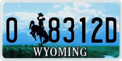 WY license plate 08312D