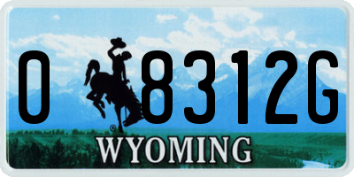 WY license plate 08312G