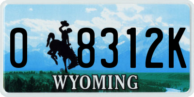 WY license plate 08312K