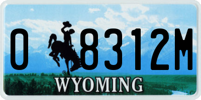 WY license plate 08312M