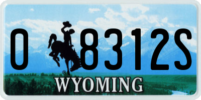 WY license plate 08312S