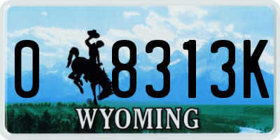WY license plate 08313K