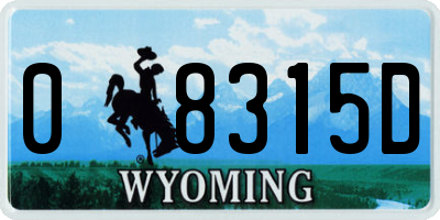 WY license plate 08315D