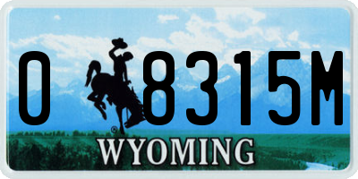 WY license plate 08315M