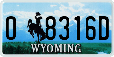 WY license plate 08316D