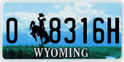 WY license plate 08316H