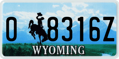 WY license plate 08316Z