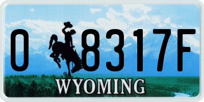 WY license plate 08317F