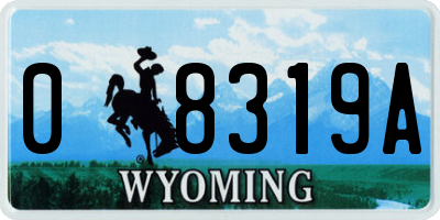 WY license plate 08319A